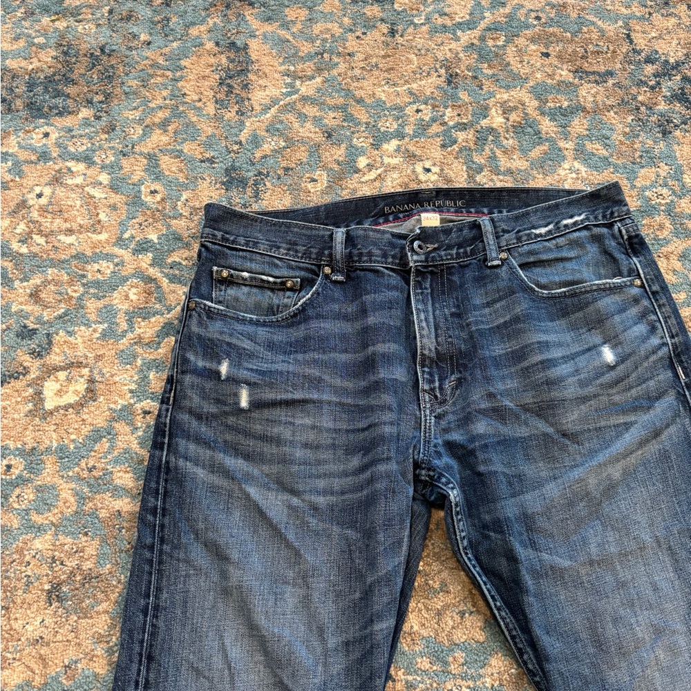 Banana Republic Men's Vintage Straight Blue Jeans Size 34 x 32 - Picture 3 of 7